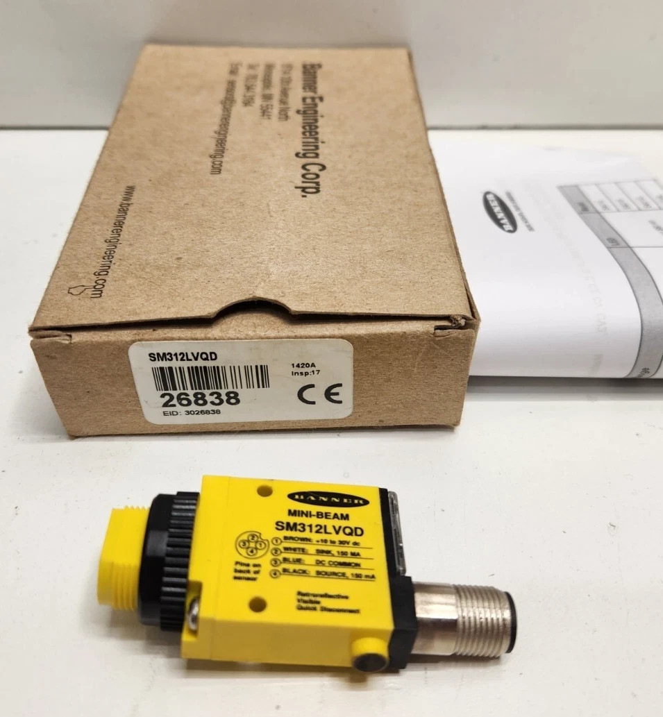 New In Box! Banner 30V Mini-Beam Photoelectric Sensor 26838 Sm312Lvqd