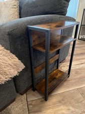 Vintage Style Side Table with Storage Shelf End Table 17.32"D x 7.09"W x 24.41"H