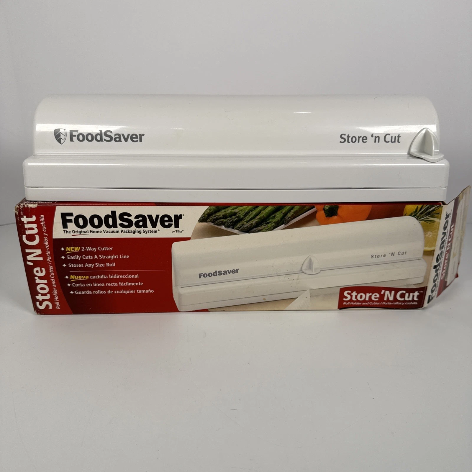 FoodSaver Store ‘n Cut Plastic Food Roll Holder and Cutter Bag Storage