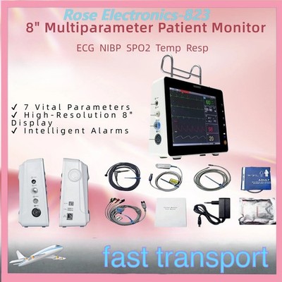 SPO2, 8'' Multiparameter Patient Monitor-ECG,NIBP, Temp, Resp for Hospital