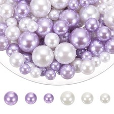 200 Pcs Pearl Bead for Vase Filler, 20/14/10mm Floating Bead Light Purple White 