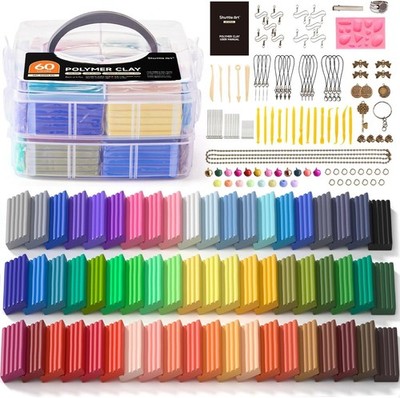 Komplettes Polymer Clay Set: 60 Farben, 140 Stück Zubehör, ofenhärtend