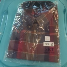 SRT Mens Easy Care Plaid Long Sleeve Button-U...