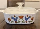 VTG. 1975 Corning Ware Country Festival Blue 2 QT. Casserole A2B W/Pyrex Lid A9C