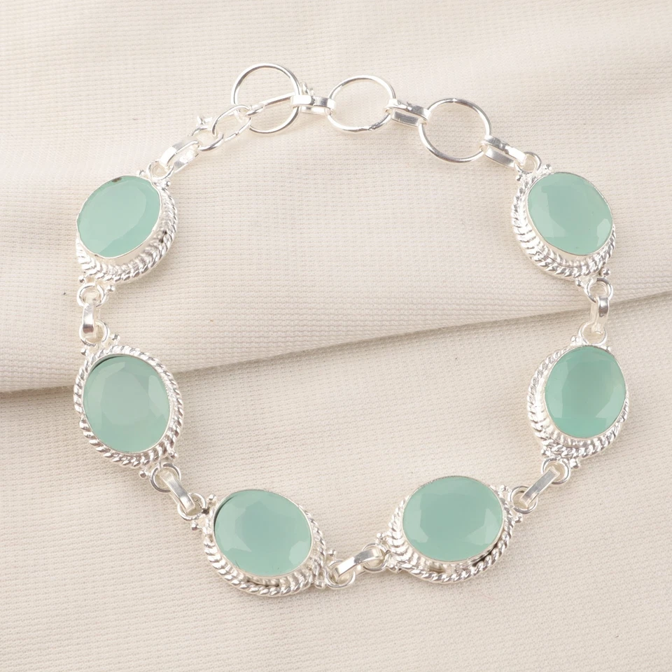 Bracciale con gioielli fatti a mano in argento sterling 925 pietra preziosa... - Immagine 3 di 4