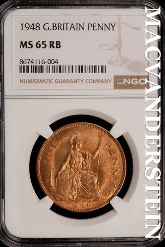 Great Britain: 1948 One Penny - NGC MS 65 RB - Brilliant Uncirculated  #SLi357