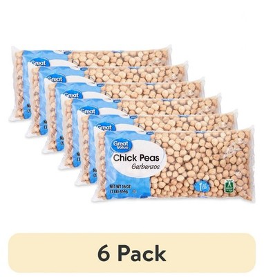 *6 PK**Great Value Garbanzo Beans 1 Lb Bag Chick Peas~Gluten-Free/Protein/Fiber