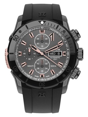 Edox CO-1 Automatic Chrono Gray PVD Rubber Divers Mens Watch 01128-37GNRCA-GNR