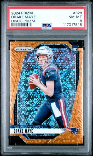 2024 PANINI PRIZM DISCO PRIZM #329 DRAKE MAYE ROOKIE RC PSA 8