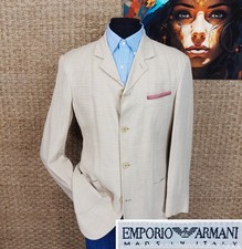 EMPORIO ARMANI 38R SPRING SUMMER Linen Silk Summer Blazer Warm Sand 4-Button