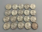 Roll of 20 Walking Liberty Silver Half Dollars, G - F, $10 Face Value