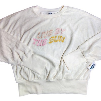 Old Navy Terry Embroidered Sweatshirt Live By The Sun - S spring beach fun crop