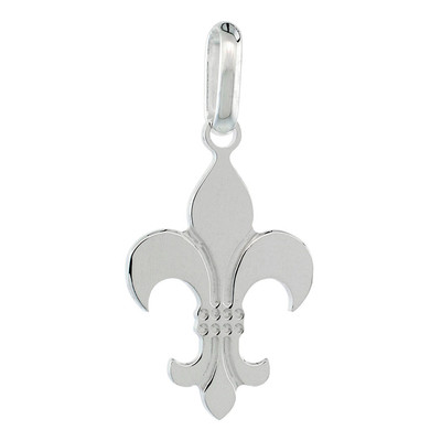 Sterling Silver Fleur De Lis Pendant / Charm, Made in Italy, Italian Box Chain