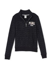 Victoria's Secret PINK Perfect Quarter Zip Pullover Sweatshirt Black Marl Small
