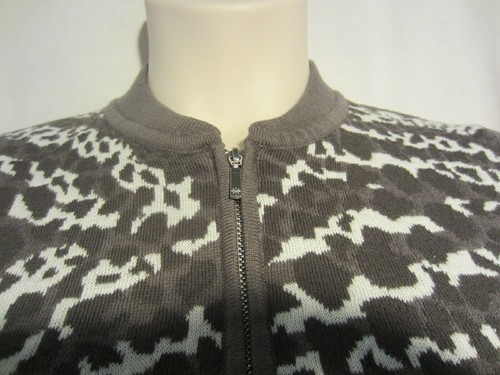ISAAC MIZRAHI LIVE cardigan zipper sweater top Women S gray grey - Picture 2 of 5
