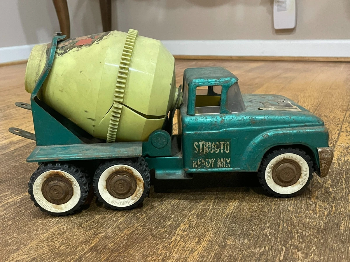 Green Hornet 1960 s Structo Ready Mix Concrete Cement Mixer Truck Pressed Steel