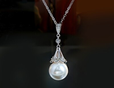 Ballet Pendant, Natural Pearl, 18K Gold Vermeil Necklace, Lab Grown Diamond