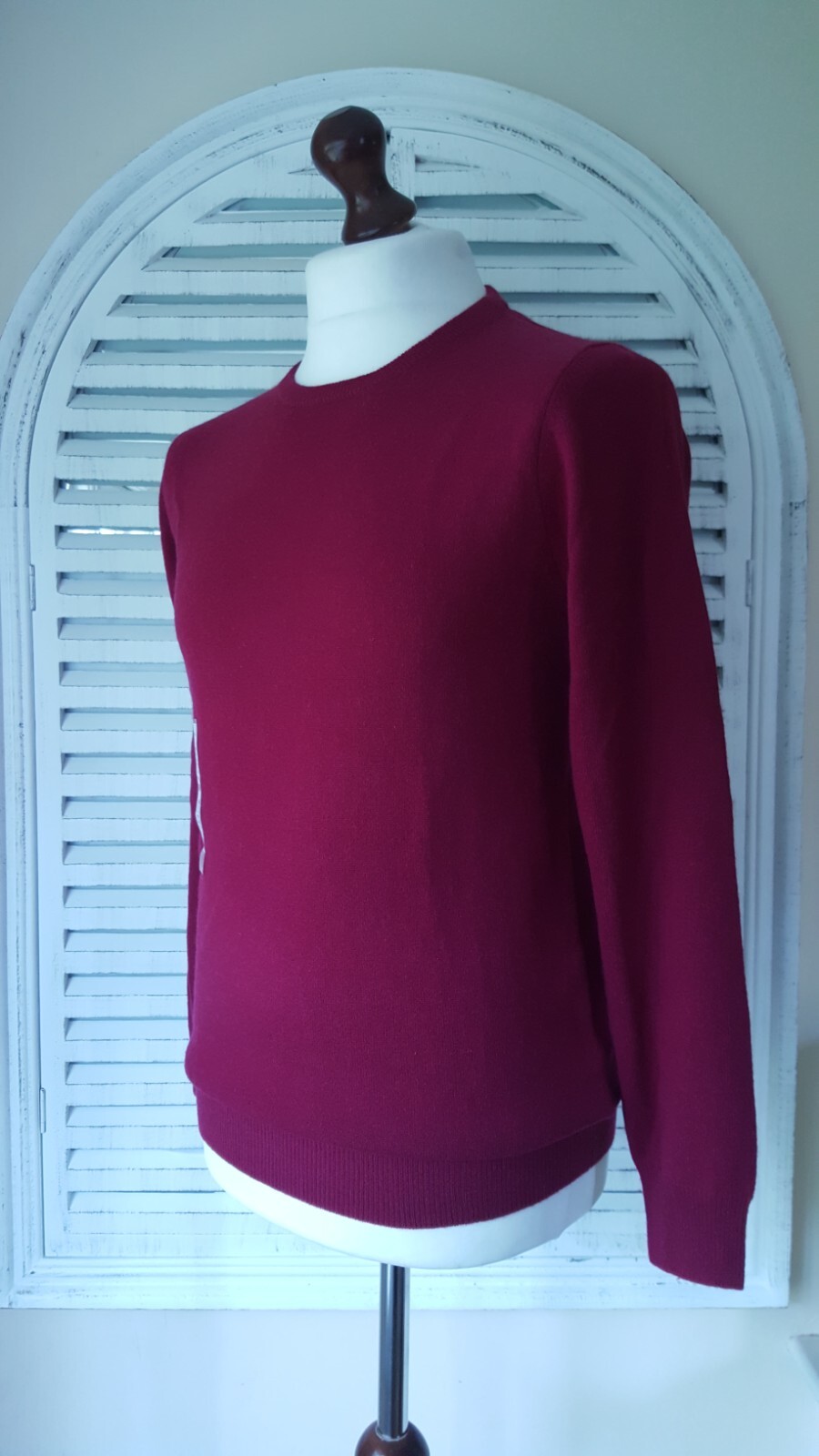 Marks & Spencer Autograph Men's Burgundy Crew Neck 100percent Cashmere Jumper (S) image 2