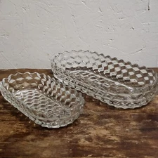 Vintage 2 Fostoria American Cube Clear Oval Olive Relish Pickle Dishes 8" & 10"
