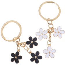 2PCS Flower Design Key Rings Flower Charm Keychains Delicate Flower Keychain