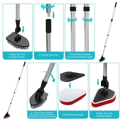 Scrub Cleaning Brush Set 2 in 1 Shower Cleaning Brush with Long Handle wemSm - Picture 5 of 12