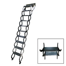 8.2ft Wall Mounted Telescopic Attic Ladder Folding Loft Ladder Alloy Stairs