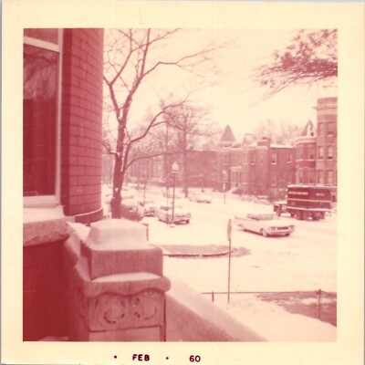 Vtg Found Color Photograph 1960 Snow Washington DC Winter Scene City February