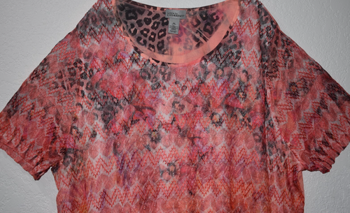 Catherines Top 4X Semi Sheer Tropical Hawiian Lightweight stretch Pullover Shirt - Picture 16 of 20
