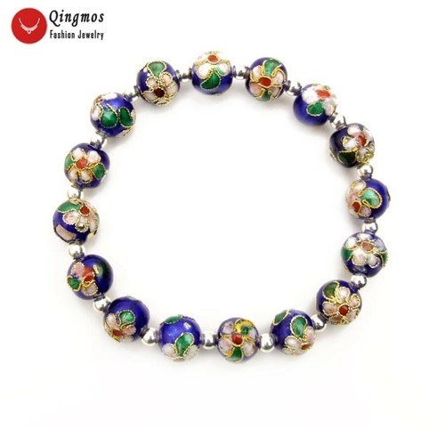 Fashion 10mm Round Blue Cloisonne Bracelet for Women Jewelry China Feature br123 - Foto 3 di 7