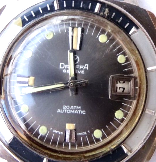 Montre Automatique Homme DREFFA Vintage Des Années 70 - Plongée 20 ATM, Mouvement Suisse - état D'usage