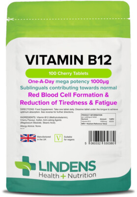 Lindens Vitamin B-12 1000mcg hohe Potenz 1-a-Tage-Sublingual-Tabletten B B12