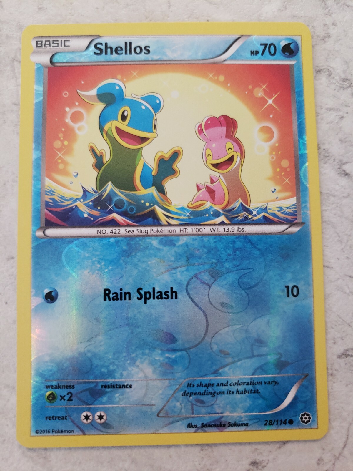XY Steam Siege, Shellos 28/114 NM, Reverse Holo