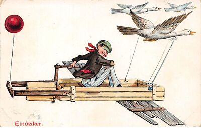 Illustrator - No. 68361 - Eindecker - Tramp in a funny plane shot p