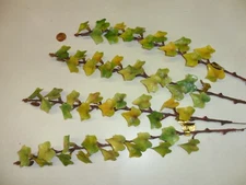 Vintage Plastic Varigated Ivy Stems Set of 4