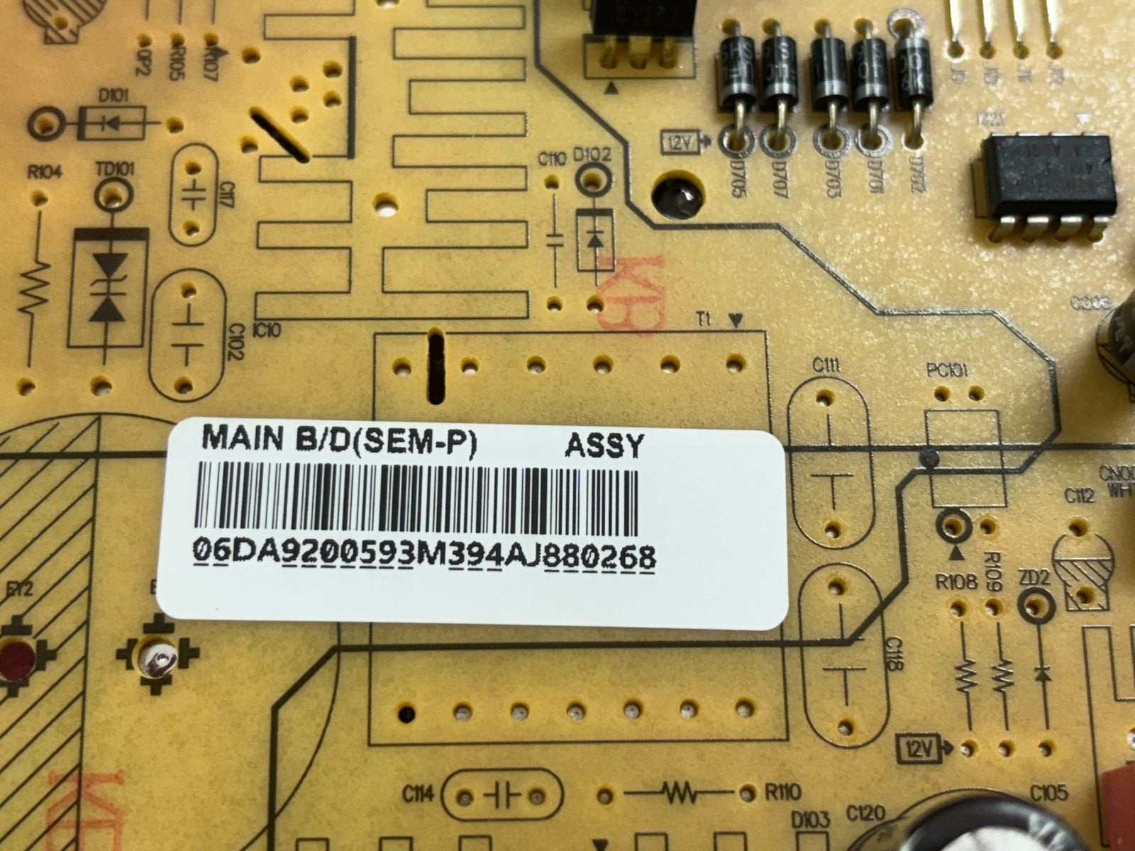 OEM Genuine Samsung Refrigerator  Main Control Board DA92-00593M