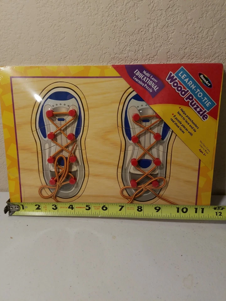 Roseart Children's Kids Learn-To-Tie Wood Educational Puzzle New - Image 2 of 4