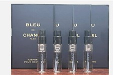 4 X BLEU DE CHANEL Pour Homme PARFUM Spray 0.05oz / 1.5ml Parfum Spray Samples
