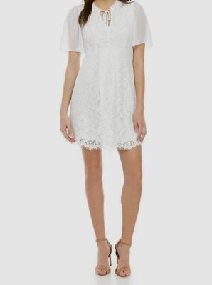 kensie Lace Halter Dress - White XL