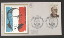 French Postage Stamps F D C Silk  Vincent Auriol 1984