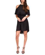 Michael Michael NWT Party Mini Cold-Shoulder Chain-Neck Dress Black SZL $140
