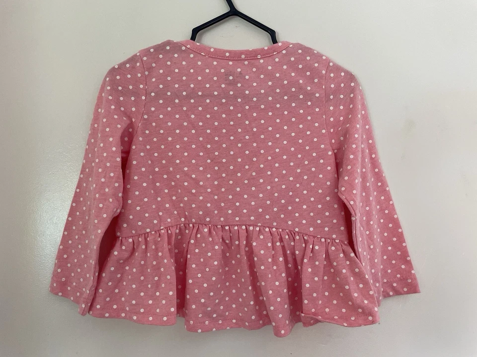 Camisa de manga larga rosa a lunares de mezcla de algodón rosa 18-24 M Baby Gap para bebés niñas Foto 4 de 4