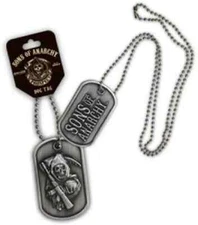 Sons of anarchy motorcycle rider metal double sided dog tag with 24" Chain