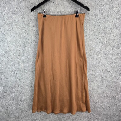 Tokito Skirt Womens 12 Brown Bronze Tropical Allure Midi Stretch Waist NEW 11491