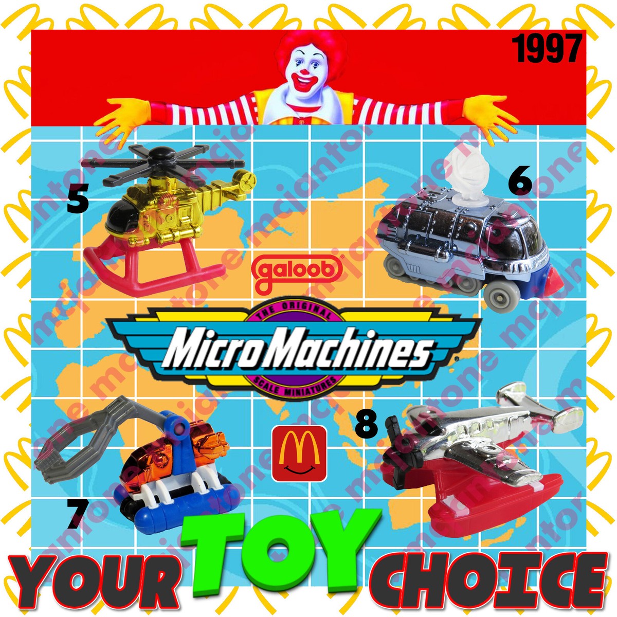 McDonald's 1997 MICRO MACHINES Galoob Small TINY Vehicle Plane