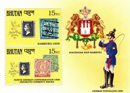 VINTAGE CLASSICS - Bhutan 1990 - Hamburg - Souvenir Stamp Sheet Scott #908 - MNH