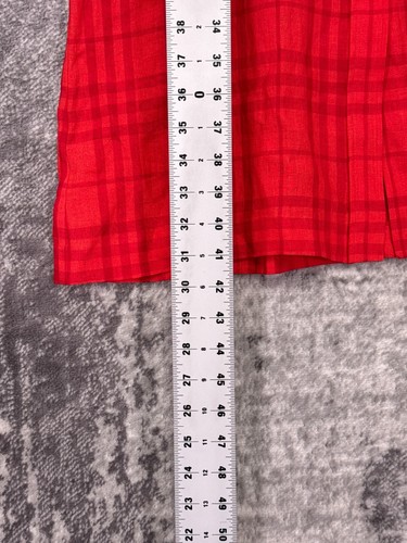 Burberry Dress Small Womens Classic Plaid Red Linen Button Down Shirtdress - Picture 6 of 8