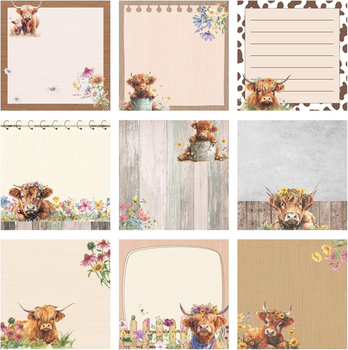 9 Pads Cute Sticky Notes Cartoon Animal Self Stick Notepads 3X3 Inches Notes Adh