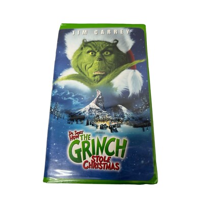 Dr. Seuss How Grinch Stole Christmas VHS Video Tape Jim Carrey Clamshell vintage