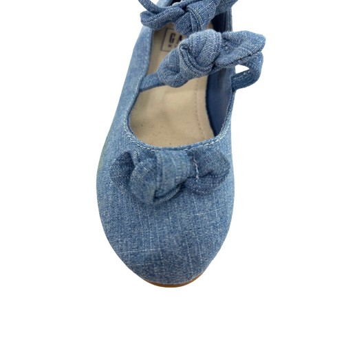 Scarpe Chambray Gap Bambini Ragazze Tessuto Blu 13 Nodi Fiocchi Cinturino Caviglia Zip Festa - Foto 3 di 12