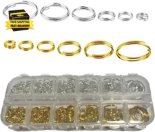 6 Size Gold and Sliver Jump Rings,Double Loops round Split Small and Medium Key
